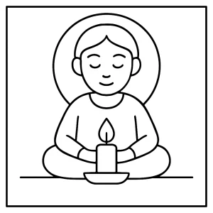 Omalovánka svíčky s plamenem pro mindfulness, coloring page zdarma k vytištění