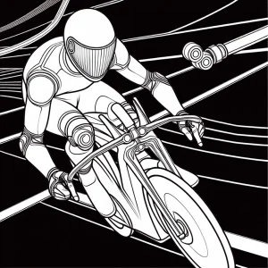Omalovánka motocyklový závodník s AR helmou ke stažení a vytištění zdarma