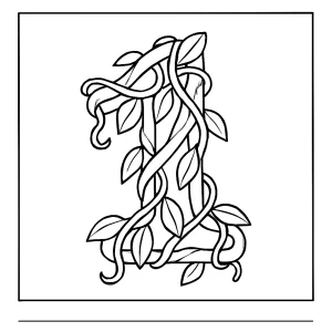 Jednička z džungle tvořená liánami – omalovánka zdarma, coloring page pro děti k vytištění