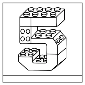 Omalovánka číslo 5 z kostek – coloring page k vytisknutí zdarma pro děti