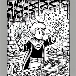 Young Magician in Pixel Dungeon. Color a young mag omalovánka